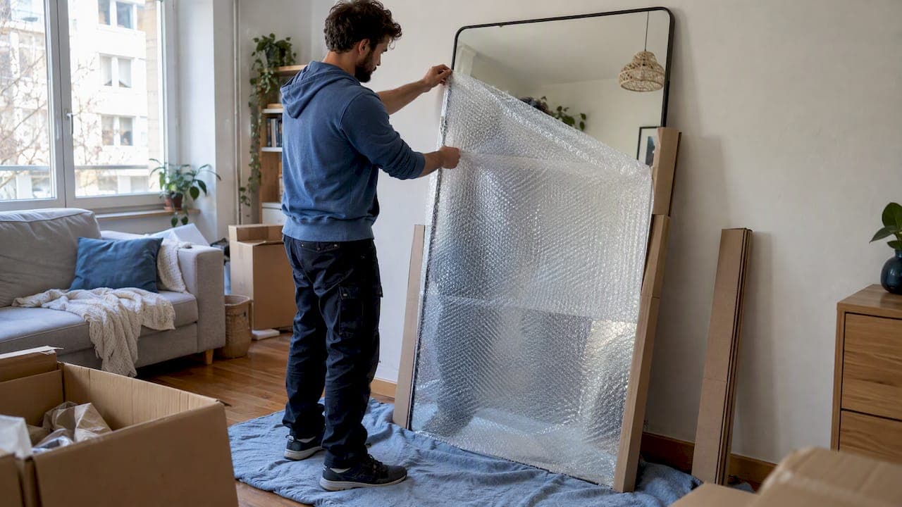 Emballer un miroir pour un déménagement : la méthode pas à pas